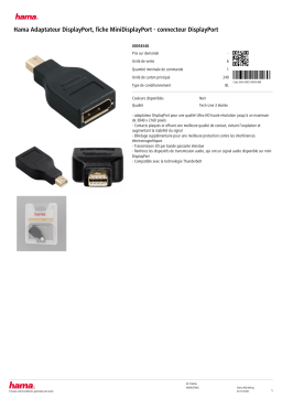 Hama DisplayPort vers MiniDisplayPort Adaptateur Product fiche