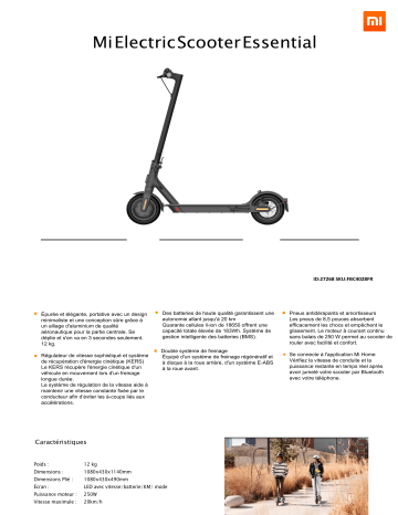 Product information | Xiaomi Essential FR Mi Electric Scooter Trottinette électrique Product fiche | Fixfr