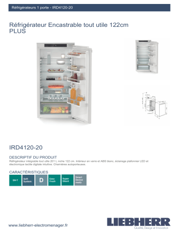 Product information | Liebherr IRD4120-20 Réfrigérateur 1 porte encastrable Product fiche | Fixfr