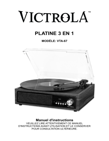 Manuel du propriétaire | Victrola VTA-67 Platine vinyle Owner's Manual | Fixfr