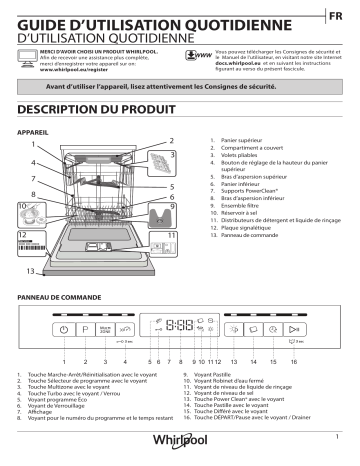 Manuel du propriétaire | Whirlpool WFO3O41PLX 6ème SENS Lave vaisselle 60 cm Owner's Manual | Fixfr