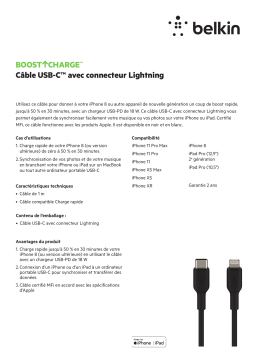 Belkin USB-C 1m blanc Câble Lightning/USB-C Product fiche