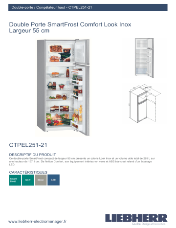 Product information | Liebherr CTPel251-21 Réfrigérateur 2 portes Product fiche | Fixfr