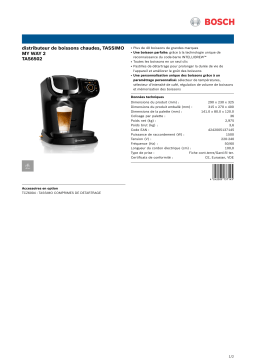 Bosch TASSIMO MY WAY TAS6502 - NOIR Tassimo Product fiche