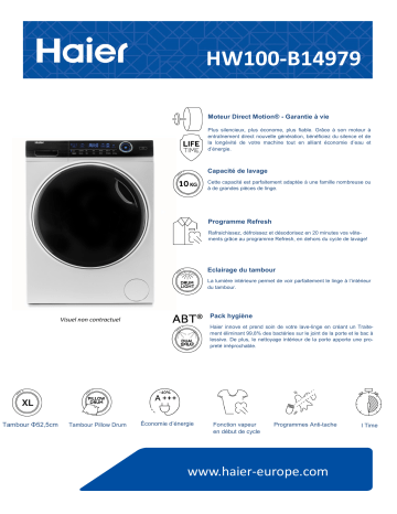 Product information | Haier I-Pro Series 7 HW100-B14979 Lave linge hublot Product fiche | Fixfr