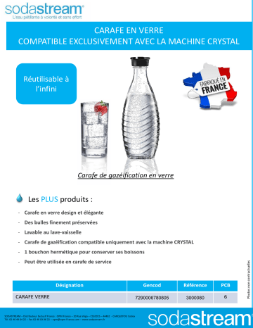 Product information | Sodastream Carafe Product fiche | Fixfr