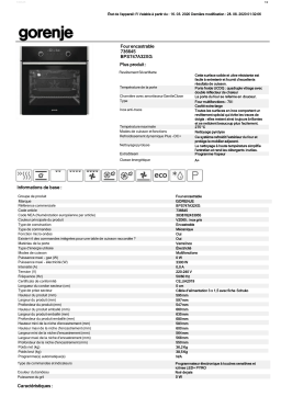 Gorenje BPS747A32XG Four encastrable Manuel utilisateur