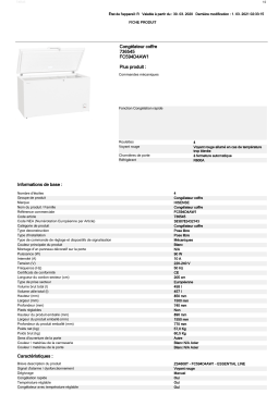 Hisense FC594D4AW1 Congélateur coffre Product fiche