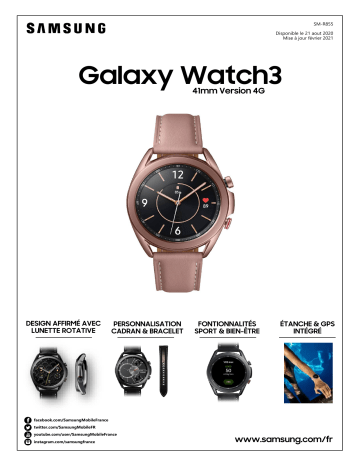 Product information | Samsung Galaxy Watch 3 4G Bronze 41mm Montre connectée Product fiche | Fixfr