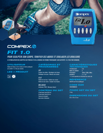 Product information | Compex FIT 1.0 Appareil électrostimulation Product fiche | Fixfr