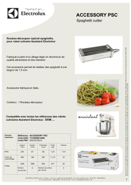 Electrolux Rouleau découpeur spaghettis ACC PSC Rouleau découpeur Product fiche