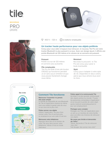 Product information | Tile Pro 2 Format Carte Bleue x4 Porte clé connecté Product fiche | Fixfr