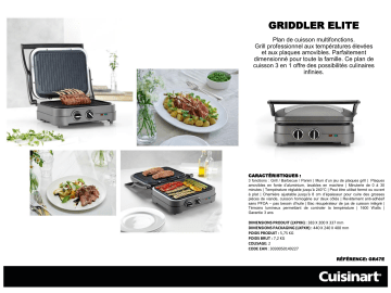 Product information | Cuisinart GR47E Elite grill Grille-viande Product fiche | Fixfr