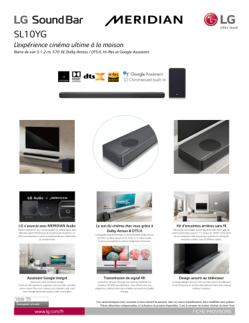 Product information | LG SL10YG Barre de son Product fiche | Fixfr