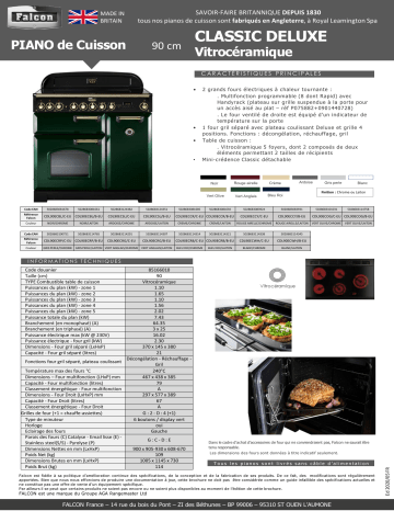 Product information | Falcon DELUX90 VIT CREM/LAIT Piano de cuisson vitrocéramique Manuel utilisateur | Fixfr