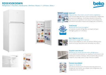 Product information | Beko RDSE450K30WN Réfrigérateur 2 portes Manuel utilisateur | Fixfr