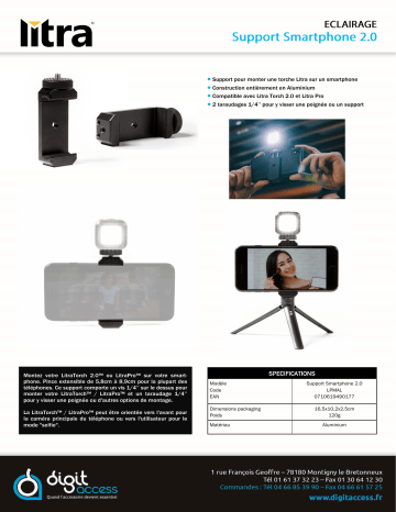 Product information | Litra support accessoires pour smartphone Socle Product fiche | Fixfr