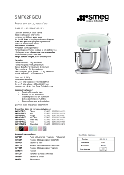 Smeg SMF02PGEU vert d'eau Robot pâtissier Product fiche