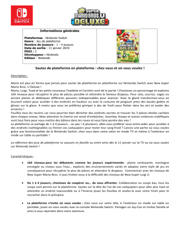 Product information | Nintendo New Super Mario Bros U Deluxe Jeu S Product fiche | Fixfr