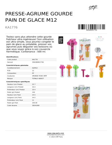 Product information | Cook Concept detox 3en1 presse agrumes pain de glace Gourde Product fiche | Fixfr