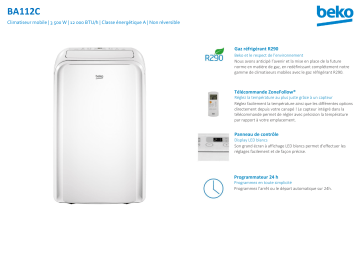 Product information | Beko BA112C Climatiseur Product fiche | Fixfr