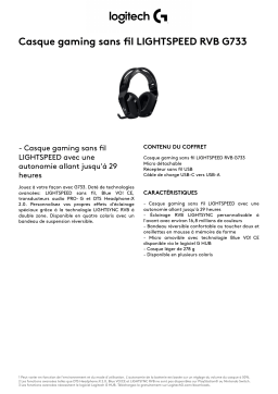 Logitech G733 Lightspeed Black Casque gamer Product fiche