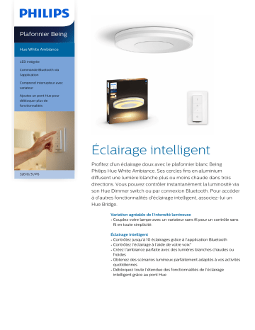 Product information | Philips Hue Being plafonnier lamp White Plafonnier Product fiche | Fixfr