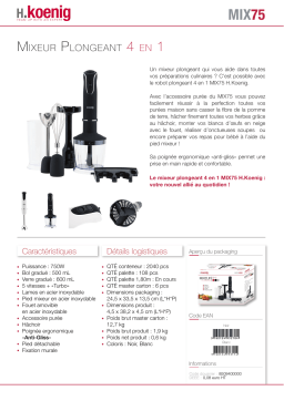 H.Koenig MIX75 Noir Mixeur Product fiche