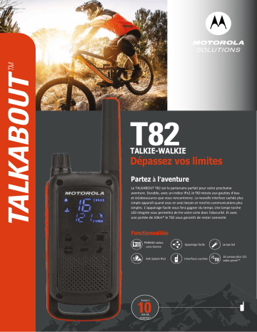 T82 Extreme Twin Noir/Jaune | Product information | Motorola T82 Extreme Quadpack Talkie Product fiche | Fixfr