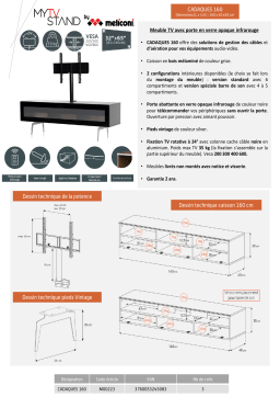 Meliconi Cadaques 160 cm gris Meuble TV Product fiche