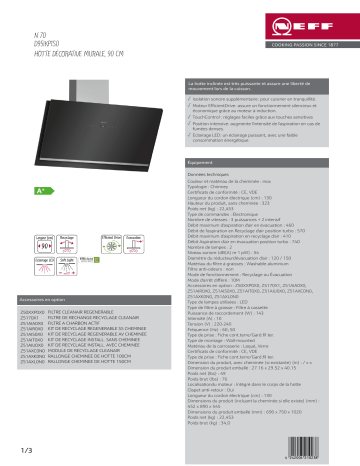 Product information | Neff D95IKP1S0 Hotte décorative murale Product fiche | Fixfr