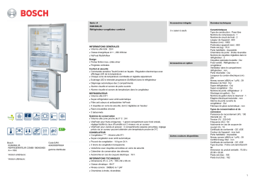 Product information | Bosch KGN36XL35 VITAFRESH Réfrigérateur combiné Product fiche | Fixfr