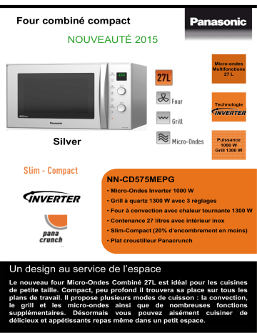 Product information | Panasonic NN-CD575MEPG Micro ondes combiné Product fiche | Fixfr