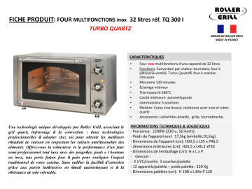 Product information | Roller Grill TQ300I Mini four Product fiche | Fixfr