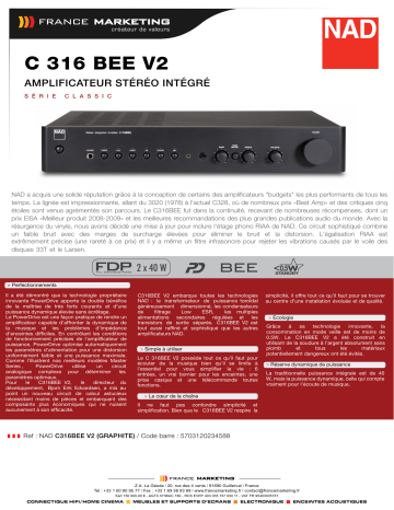 Product information | NAD C316BEE V2 Amplificateur HiFi Product fiche | Fixfr