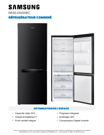 Product information | Samsung RB30J3000BC/EF Réfrigérateur combiné Product fiche | Fixfr
