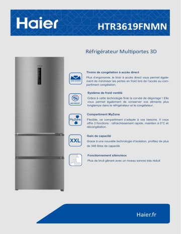 Product information | Haier HTR3619FNMN Réfrigérateur multi portes Product fiche | Fixfr