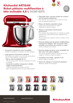 Kitchenaid 5KSM185PSEPH ARTISAN corail Robot pâtissier Product fiche