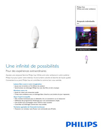Product information | Philips E14 Hue White & Colors Ampoule connectée Product fiche | Fixfr