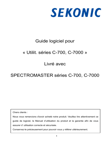 Mode d'emploi | Sekonic C-7000 SPECTROMASTER Spectrometer Manuel utilisateur | Fixfr