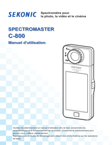 Mode d'emploi | Sekonic C-800-U SPECTROMASTER Spectrometer Manuel utilisateur | Fixfr