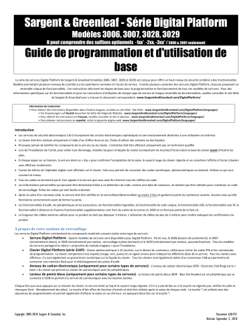 Mode d'emploi | Sargent Greenleaf Audit 2.0 Audit Trail Lock Operating instrustions | Fixfr