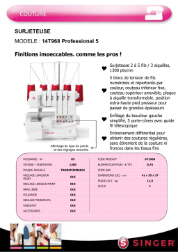 SINGER 14T968 PROFESSIONAL 5 Manuel utilisateur