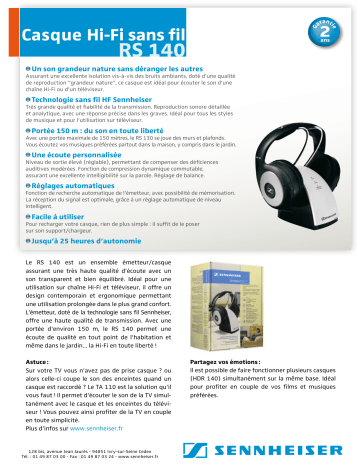 Manuel du propriétaire | Sennheiser RS 140 Manuel utilisateur | Fixfr