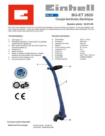 Manuel du propriétaire | EINHELL BG-ET 2620 Manuel utilisateur | Fixfr