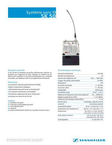 Manuel du propriétaire | Sennheiser SK 50 Manuel utilisateur | Fixfr