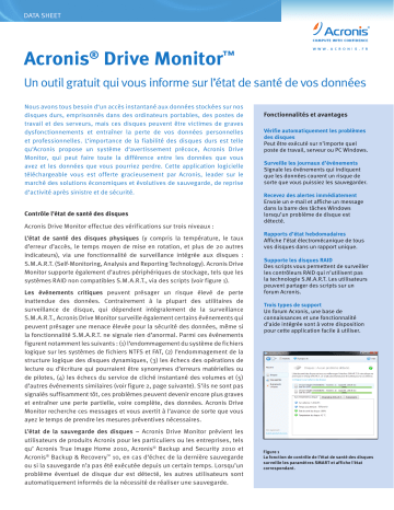 Manuel du propriétaire | ACRONIS DRIVE MONITOR Manuel utilisateur | Fixfr