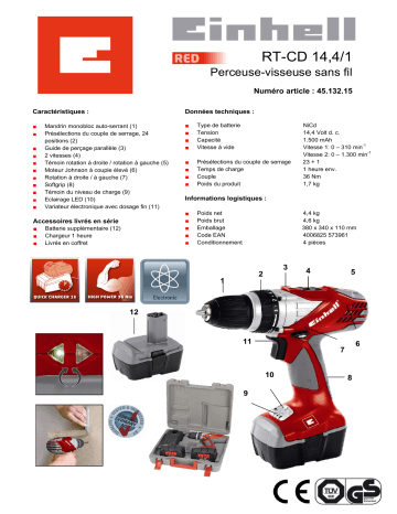 Manuel du propriétaire | EINHELL RT-CD 14.4-1 Manuel utilisateur | Fixfr