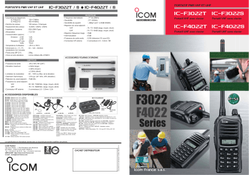 Manuel du propriétaire | ICOM IC-F3022T Manuel utilisateur | Fixfr