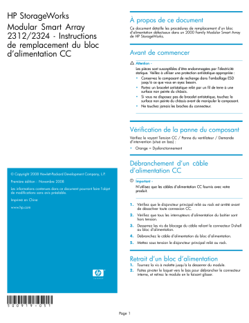 Manuel du propriétaire | HP STORAGEWORKS 2000FC MODULAR SMART ARRAY Manuel utilisateur | Fixfr